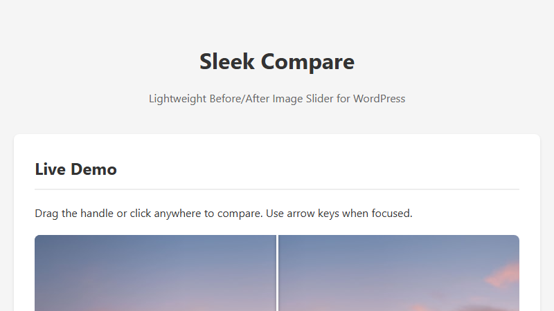 Sleek Compare - Before/After Image Slider